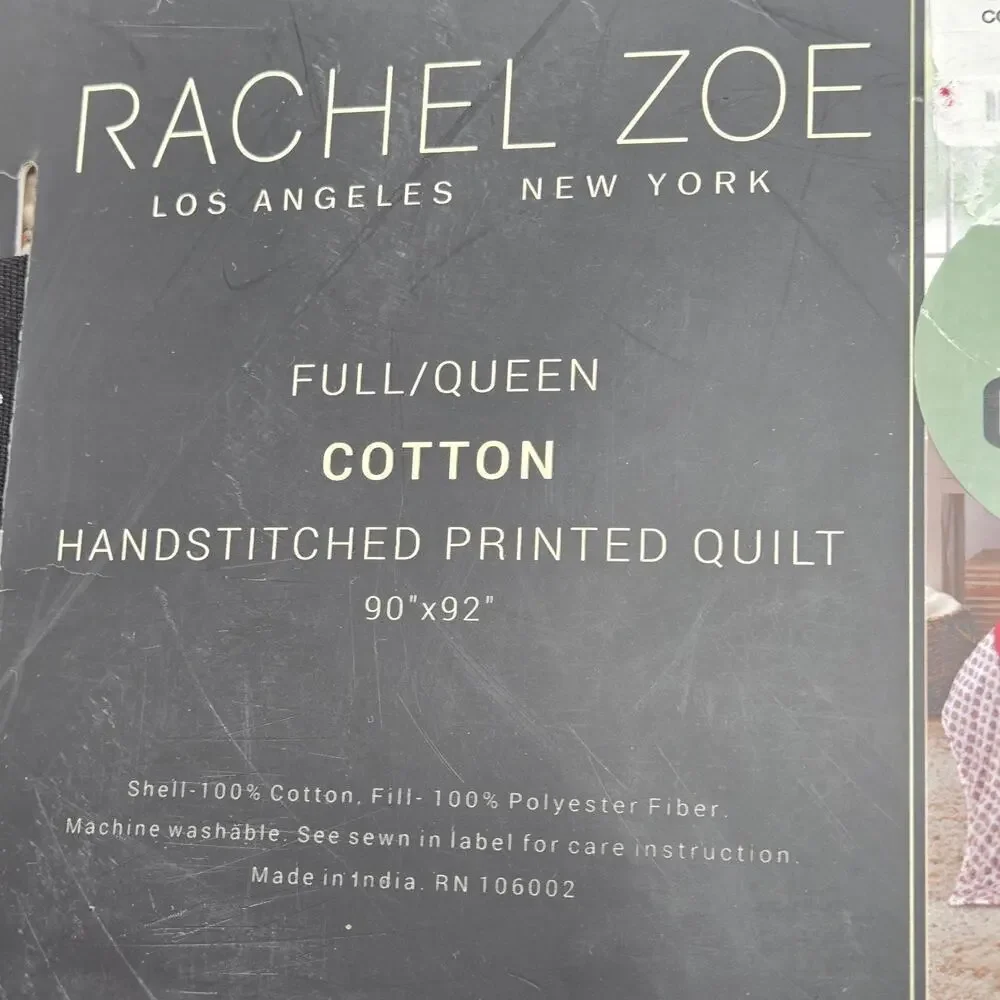 Rachel Zoe 100% Cotton Hand Stitched Quilt FULL QUEEN NEW COTTAGECORE Farmhouse